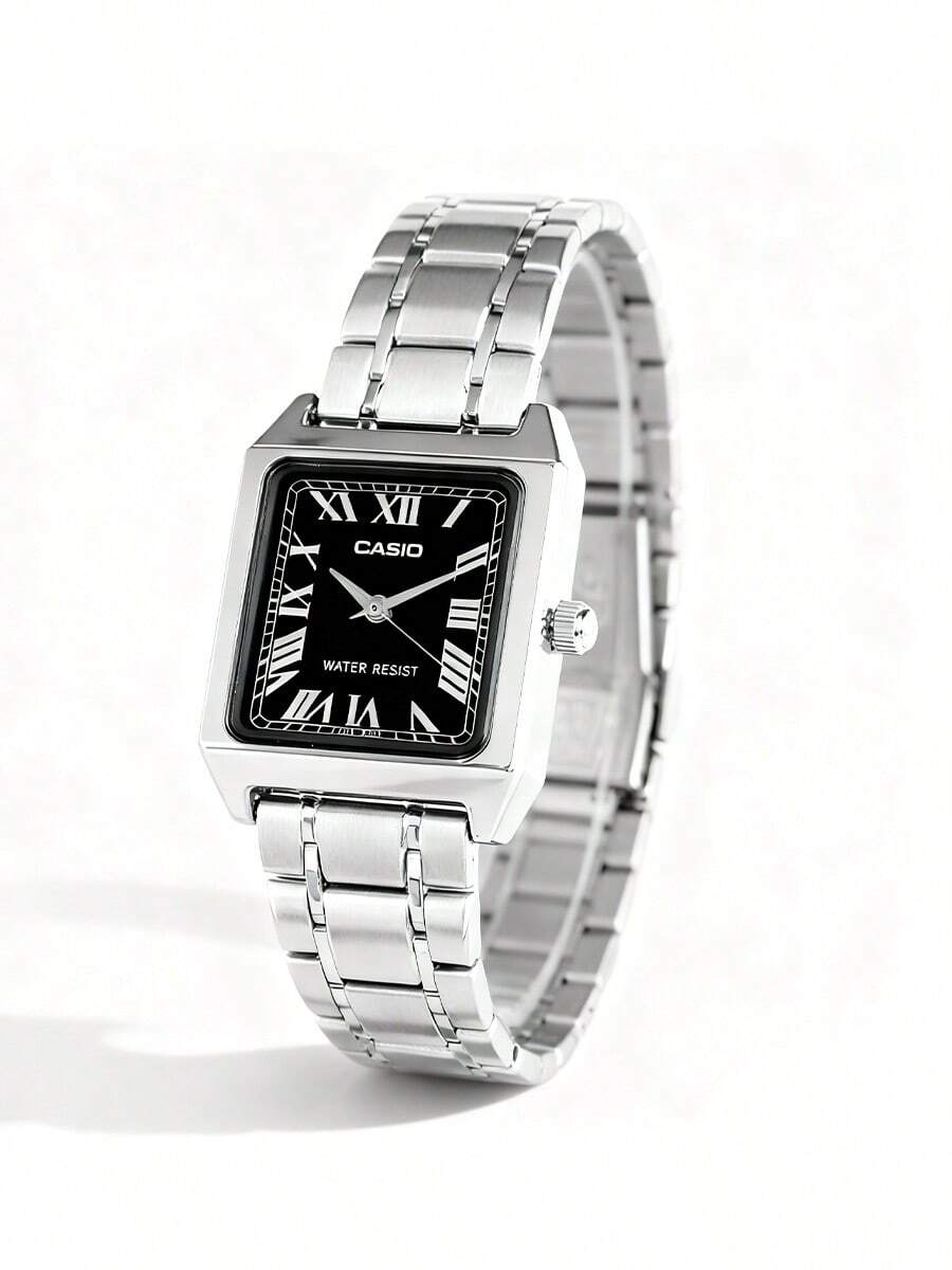 Casio Standard Series Apparel Collection, Business Model, Minimalist Elegant, Roman Numeral Dial, Quartz Movement, Stainless Steel Strap, Japanese/Korean Style Women's Watch, New Year, Christmas Gift - Black - View 1