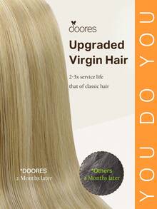 DOORES Seamless PU Clip-In Hair Extensions 7pcs 110g Light Blonde Highlights 100% Human Hair Invisible Comfortable Natural Blend Easy To Wear - S16/22A - View 3