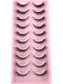 10 Pairs Soft & Fluffy 3D Faux Mink Eyelashes, Natural Looking Handmade Dramatic False Eyelashes, Thick & Voluminous Fake Eyelashes