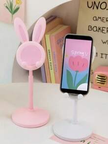 2个卡通兔子可调节桌面手机/平板电脑支架，可伸缩桌面支架，适用于家庭、卧室、客厅 - 彩色 - 查看 3