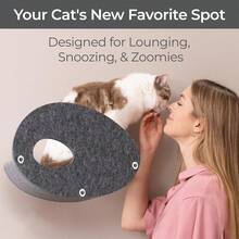 1pc Cat Wall Shelf, Pet Felt Cat Climbing Furniture, Suitable For Indoor Small And Large Cats - Grey - View 7