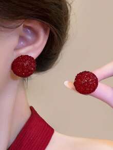 CVNANA 一对优雅迷人的精致红色水晶心形耳钉，独特的心形耳环，百搭的节日、情人节、新年礼物，适合休闲、工作、婚礼或派对等各种场合，四季皆宜。 - C - 查看 7