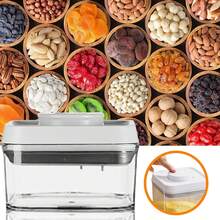 Tarro de almacenamiento de cereales, tarro de almacenamiento de cereales con tapa, recipientes de almacenamiento apilables transparentes para arroz, alimentos para mascotas, frutas secas - 2200 ml - Ver 11