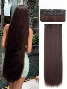 40英寸5夹式合成发片，隐形无缝长直发，适合女性佩戴，可作假发、接发、头巾、时尚发饰、优雅发带、休闲头巾等。 - 彩色 - 查看 19