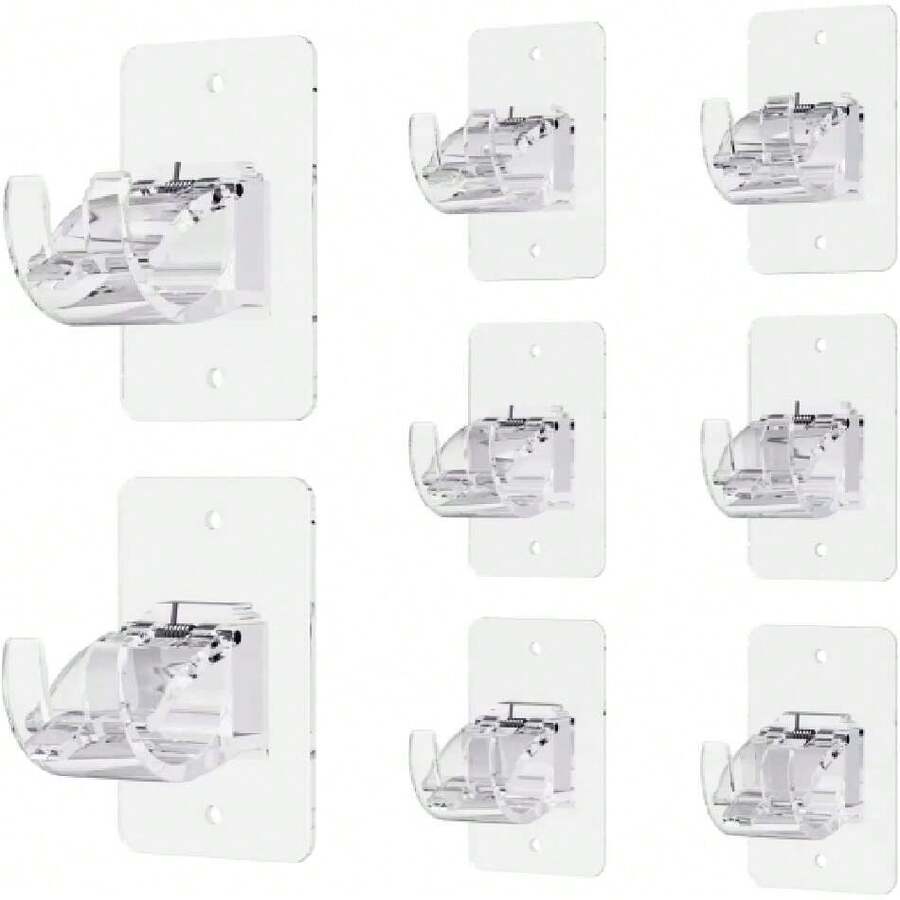 8PCS No Drill Curtain Brackets, Nail Free Adjustable Curtain Hooks For Rods Under 1.57 Inch (Transparent),39841184 - Màu hồng gỉ - Xem 1