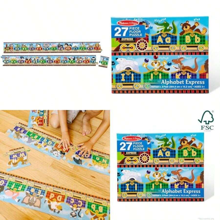 & Doug Jumbo Jigsaw Floor Puzzle (27 Pcs, 10 Feet Long) - FSC Certified(Alphabet Express) - Multicolor - View 1