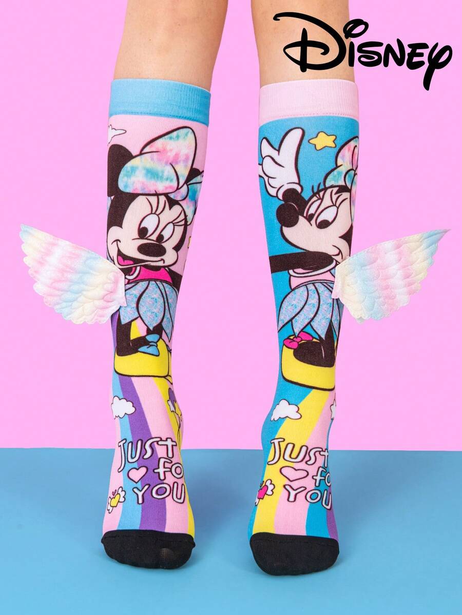 Cute 3D Disney Children's Angel Wings Mickey Knee-High Socks, Fashionable Children's High Sock Party, High-Quality Gifts, School Is Back In Session, Fun And Fashionable Disney Little Fan Disney Cartoon 3D Stereoscopic Socks - Multicolor - View 1