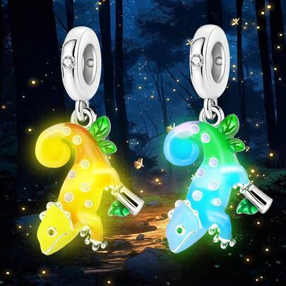 1pc 925 Sterling Silver Luminous Lizard Pendant, Suitable For Bracelet DIY, Women's Jewelry And Daily Outfit Accessories, Ideal For Girls