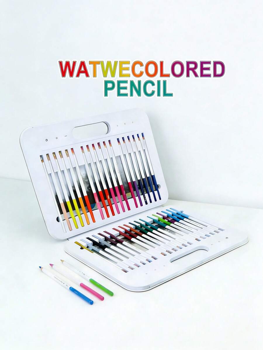 Bộ 48 bút chì màu nước chuyên nghiệp có thể tẩy xóa, độ đậm màu cao, dụng cụ sáng tạo nghệ thuật chất lượng cao, hộp quà cao cấp dành cho học sinh và người lớn. - Bút chì màu tan trong nước - Xem 1