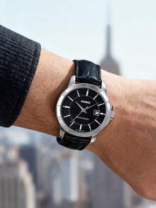 Casio Đồng hồ đeo tay nam phiên bản giới hạn "Trái Tim Đen" - Chống nước, máy quartz, mặt số lớn hiển thị ngày, dây đeo da thật MTP-V004L-1A - màu đen - Xem 2