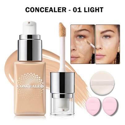 QIUFSSE 3 Color Concealer For Dark Circles With Primer,Tattoo Blemishes & Skin Imperfections Cover Up Makeup,Waterproof Color Correcting Concealer Makeup,Nourishing And Moisturizing Creamy, Full Coverage,That Instantly Conceals And Lasts Up To 12 Hours. Perfect For Concealing Under-Eye Circles, Blemishes And Skin Discoloration(02 Medium)