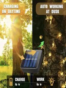 Solar Outdoor Garden Decoration Crystal Ball And Star String Lights -20/50/100leds Lights, 5m/7m/12m Solar Powered Lights,Suitable For Garden, Courtyard ,Wedding,Lawn, Branches ,Balcony,Camping And Fence Decorations. Ideal For Wedding And Party Christmas, Halloween, New Year And Eid Al Fitr, Islamic Holiday Decorations - Black - View 4