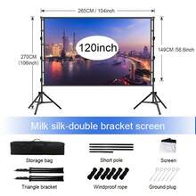 YJMOYE 120-Inch 16:9 4K High Definition Indoor/Outdoor Portable Projection Screen, All-Metal Frame No-Wrinkle Front/Rear Projection Screen, With Storage Bag, Suitable For Home Theater And Outdoor Movie Viewing - White - View 3