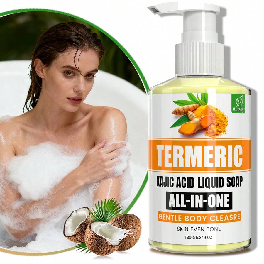AURANY 180克姜黄酸皂，身体及面部清洁皂，蕴含姜黄和乳酸提取物，温和不刺激，适合浅肤色，按压瓶装液体皂 - 彩色 - 查看 1