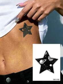 草本果汁半永久纹身贴片 - 情人节、狂欢节礼物 - 暗黑朋克蜘蛛荆棘爱心蝴蝶五角星图案 - Y2K 日常派对节日礼物 - 节日纹身 - 可贴于手背、手臂、脚踝、腰部、腹部、肩部、颈部、锁骨等部位，防水 - 不反光 - 1 片装 - 藍色 - 查看 15