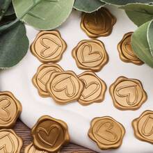 30pcs Brown Heart Shaped Wax Seal Stickers, Self-Adhesive Envelope Sealing Stickers Suitable For Wedding, Party, Birthday, Christmas - Brown - View 7