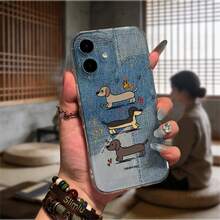 Funda TPU Transparente perro lindo cartoon divertido Para el  17 16 15 14 13 12 11 X XS Pro Max 8 7 6 Plus SE caso marco suave - transparente - Ver 7