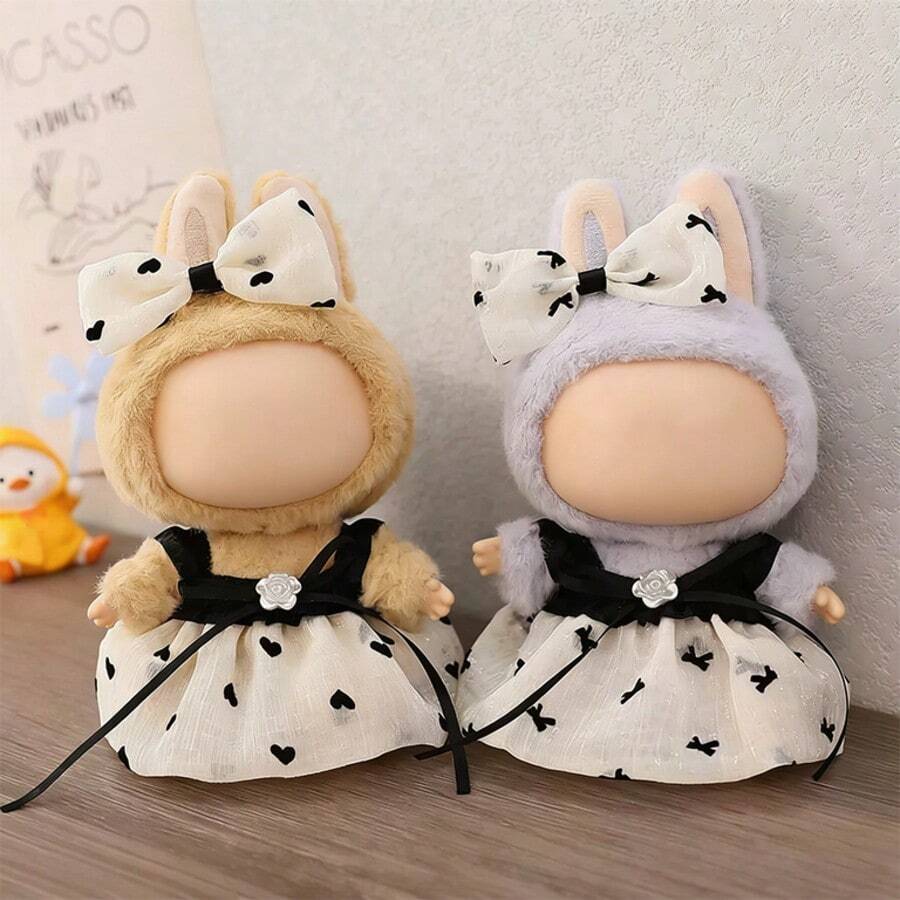 Roupa para boneca de 17 cm (6,69 polegadas), roupinhas fofas para Labobu, acessórios para boneca, conjuntos de roupas de 17 cm, conjuntos de vestidos perfumados, conjunto de acessórios para Labobo, adequado para bonecas de 1ª, 2ª e 3ª geração, presente de aniversário e lembrancinha de Natal (boneca não inclusa). - Multicolorido - Ver 1