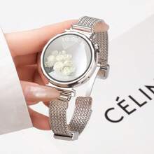 1条18mm/20mm/22mm女士磁扣麦穗耳金属表带，适用于华为GT4 41mm/GT 3智能手表