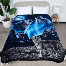 Direct Howling Wolf Fleece Blanket For Bed, Queen Size Wolf Fleece Throw Blanket For Men, Women And Super Soft Plush Throw.Jpg - White - View 1