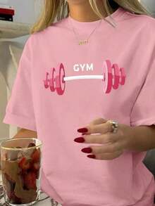 Women's T-Shirt, Comfortable Workout Shirt For The Gym, 100% Premium Cotton - Baby Pink - View 2