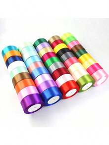 25毫米双面缎带，4厘米宽，多色礼品包装工艺缎带，适用于礼品包装、手工制作、蝴蝶结发饰、婚礼派对装饰