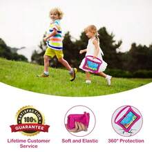 Qetupa Tableta para niños de 7 pulgadas, 64GB ROM, 4GB RAM, Android 13, apta para niños de 3 a 14 años, WiFi 2.4G, GSM, modo de protección ocular, características educativas, control parental, incluye funda protectora de silicona - Rosa - Ver 3