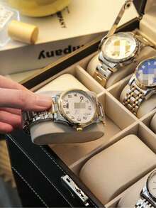 1pc Premium Watch Box, 3/6/12 Grids Watch Storage Box, Jewelry Display Case, Unisex Watch Organizer - Multicolor - View 4