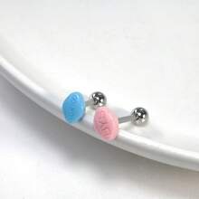 菱形药丸亚克力舌钉，钛钢外螺纹，小众性感药丸形舌钉舌环