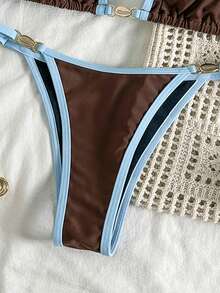 Bộ bikini 2 mảnh gợi cảm, tối giản, thanh lịch, thường ngày, lãng mạn, thích hợp cho kỳ nghỉ hè, đi biển, du lịch, dự tiệc, phối màu, buộc dây cổ. - Nhiều màu - Xem 5