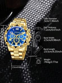 4pcs/Set Men's Multi-Color Stainless Steel Strap Quartz Watch Combination Set, Business Retro Classic Three-Eye Dial, Suitable For Daily Wear, Decoration Or As Holiday Gift For Friends And Fathers - Multicolor - View 6