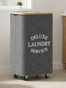 110L Wheeled Bamboo Laundry Basket With Lid - Includes Detachable Laundry Bag, Foldable Dirty Clothes Basket With Handle, Extra Large Capacity Dirty Clothes Hamper, Collapsible Fabric Laundry Basket, Home Laundry Storage Bin - Multicolor - View 5