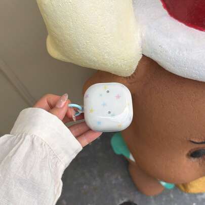 Minimalist Blue Cap Colorful Star Hanging Loop Earphone Case Compatible With Huawei Freebuds 7i, New Freebuds Clip 2, Freebuds SE3, Freebuds 5i, Pro 3, Cute Korean Style Earphone Case