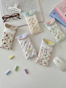 柔软绗缝眼镜盒，彩色眼镜袋带扣，便携时尚眼镜收纳袋，多功能眼镜整理包，男女通用时尚眼镜配件，旅行必备，度假必备 - 彩色 - 查看 5