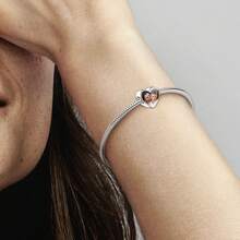 2pcs Personalized Charm Bracelet, Necklace, Anklet Set, Customized Photo Pendant, Birthstone Name Bracelet Pendant, Photo Necklace Pendant, Photo Anklet Pendant, Heart/Round/Square Beads Gift For Daughter, Girlfriend, Wife, Best Friend, Fashion, Autumn, Minimalist, Casual, Retro, Punk Style, Customizable, Personalized, Unique - Silver - View 7