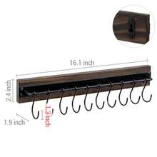 CYPNMyGift - Juego de 2 estantes para colgar sombreros madera rústica quemada oscura y metal negro mate para colgar en la pared con ganchos en SFashion - Marrn Oscuro - Ver 6