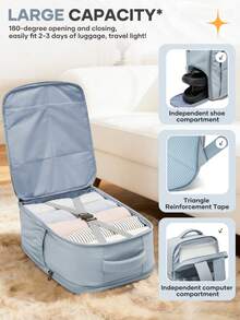 Plecak podróżny Ryan Air 40x20x30 cali – odpowiedni dla mężczyzn i kobiet, wielokolorowy, modny plecak na laptopa 15,6 cala, pasuje do laptopa 15,6 cala, odpowiedni do szkoły, na piesze wędrówki, do pracy, klasyczny plecak casualowy dla studentów, na zajęcia na świeżym powietrzu, podróże, do pracy, do biznesu, dojazdy do pracy - Jasnoniebieski - Zobacz 5