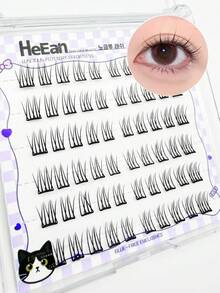 60片宠物主题自粘假睫毛：可爱贵宾犬/猫爪造型，自然纤长，温柔服帖。紫色棋盘格套装——打造清纯眼妆，甜心们的日常裸妆必备！ - C - 查看 2