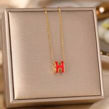 Luxury "White Moonlight" Monogram H Necklace, Fade-Resistant Minimalist Initial Design, Elegant Dainty Collar Chain For Women - Multicolor - View 5