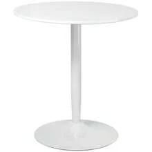 Round Dining Table Ø70 X 75 Cm, Modern Kitchen Table For 2 People, Central Pedestal Table With Steel Legs And Non-Slip Footrest - White - View 1