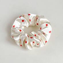 Satin Printed Scrunchie Small Heart Ponytail Hair Tie 2026 New Model - Trái tim đỏ thẫm - Xem 6