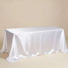 1pc White Satin Square Tablecloth, Solid Color Polyester Tablecloth, Wedding Party Supplies, Birthday Decoration, Home Decor, Perfect For Rustic Wedding, Bridal Shower, Birthday, Baby Shower, Indoor/Outdoor Events, Ceremony, Kitchen, Gathering - White - View 6