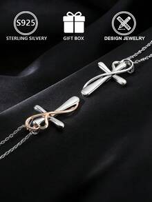 1件925纯银双色心形缠绕十字架吊坠项链（永恒之心十字架设计），适合日常佩戴和情人节礼物 - 銀色 - 查看 5