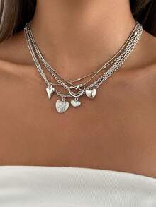 5件套波西米亚风镂空心形扭链项链，优雅时尚休闲风，适合婚礼、派对、度假、街头风、情侣约会、女士节日生日等场合，百搭珠宝礼品。 - 項鍊 - 查看 13