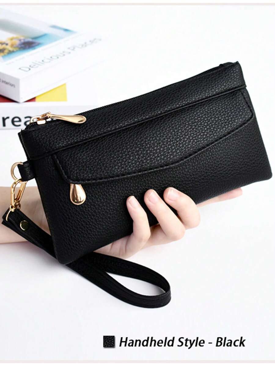 1 Peça "Edição Limitada 2026" Carteira Feminina de Couro Legítimo/Clutch com Recursos de Cor Sólida, Design Simples, Vários Compartimentos para Cartões, Um Compartimento e Grande Capacidade. O Design com Zíper é Conveniente e Prático, Oferecendo Um Estilo Refinado. É Prática, Bonita e Adequada para Uso Diário, Bem Como Viagens e Compras. Também é um Ótimo Presente para Seus Entes Queridos, Amigos ou Família. - Multicolorido - Visão 1