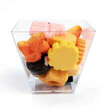 25pcs/50pcs/100pcs 60ml Clear Plastic Parfait Appetizer Cups With Spoons, Mini Square Dessert Bowls For Serving And Tasting