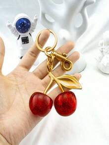 Adorable Cherry Keychain For Women - Featuring Cute Apple & Strawberry Charms, Perfect As A Bag Accessory Or Gift For Birthday/Christmas. This Playful Key Ring Adds A Sweet Touch To Keys, Purses, Or Backpacks, Making It An Ideal Present For Friends, Family, Or Yourself! - 紅色 - 查看 4