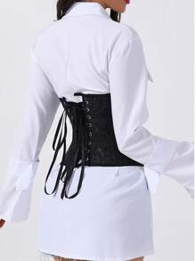 1pc Elastic Waist Belt, Slimming Waist Cincher For Dresses, Suits, Jackets, Versatile Accessory - Black - View 6