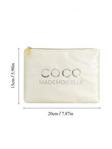 CHANEL Compact & Elegant Cosmetic Bag, Large Capacity, Portable, Makeup Organizer, Travel Pouch, Handbag, Minimalist Style, Makeup Case, Spacious, Travel Toiletry Bag, Fashion Clutch, Storage Bag