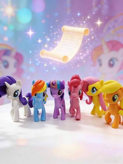 My Little Pony Party Decorations - 6 Main Characters (Purple, Applejack, Rarity, Fluttershy, Rainbow Dash, Pinkie Pie) & School Uniform Accessories, Perfect For Halloween And School Events, Halloween Decorations | Cartoon Character Decor | Durable